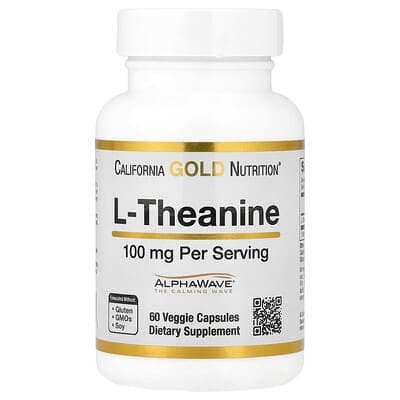 California Gold Nutrition, L-Theanine, Featuring AlphaWave, 100 mg, 60 Veggie Capsules