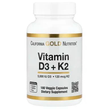 California Gold Nutrition, Vitamin D3 + K2 MK-7, 180 Capsules — מקום 3 בויטמין D3 + K2