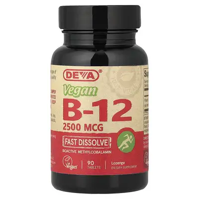Deva, Vegan B-12, Fast-Dissolve, 2,500 mcg, 90 Tablets — מקום 4 בB12 מתילקובלאמין לטבעונים