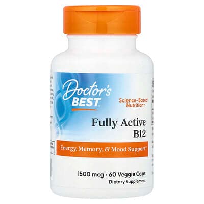 Doctor's Best, Fully Active B12, 1,500 mcg, 60 Veggie Caps - Ranked #5 Methylcobalamin B12 for Vegans