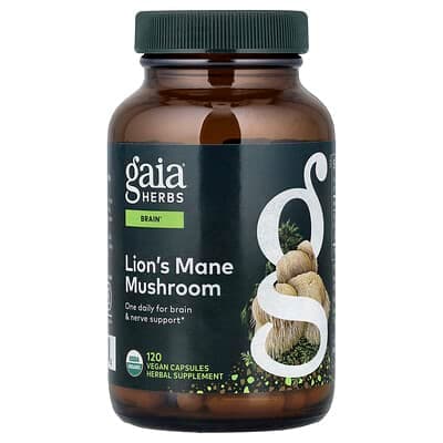 Gaia Herbs, Lion's Mane Mushroom, 120 Vegan Capsules - Ranked #2 Lion's Mane for Focus and Memory