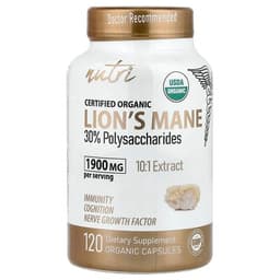 Nutri, Organic Lion's Mane, 120 Organic Capsules (633 mg per Capsule) specs - Top 5 Lion's Mane for Focus and Memory