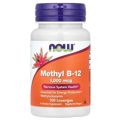 NOW Foods, Methyl B-12, 1,000 mcg, 100 Lozenges - Ranked #1 Methylcobalamin B12 for Vegans