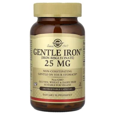 Solgar, Gentle Iron, 25 mg, 180 Capsules — מקום 3 בתוספי ברזל עדינים