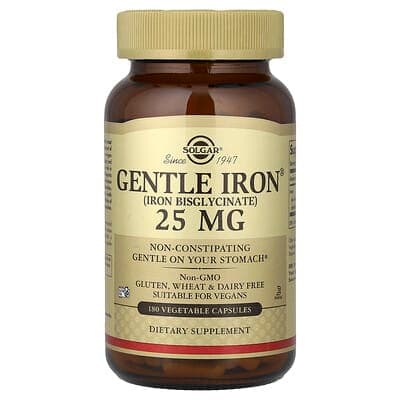 Solgar, Gentle Iron, 25 mg, 180 Capsules