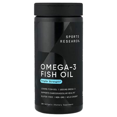 Sports Research, Omega-3 Fish Oil, Triple Strength, 180 Softgels