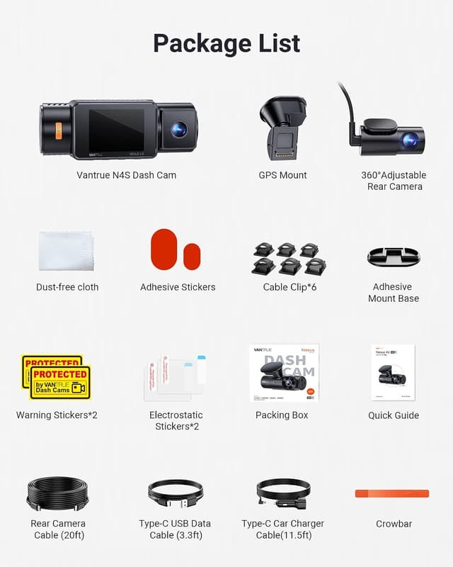 Vantrue N4S - Ranked #1 Dash Cams for Uber & Rideshare Drivers