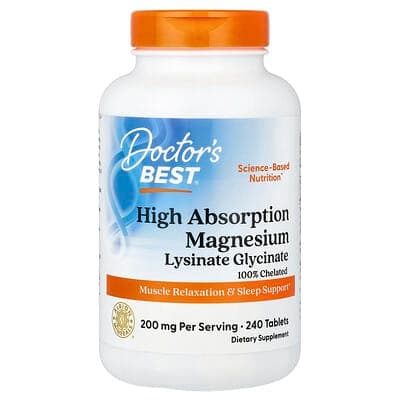 Doctor's Best, High Absorption Magnesium, 100 mg, 240 Tablets