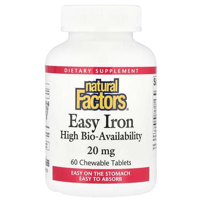 Natural Factors, Easy Iron, 60 Chewable Tablets - Ranked #5 Gentle Iron Supplements