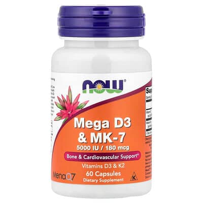 NOW Foods, Mega D3 & MK-7, 60 Capsules